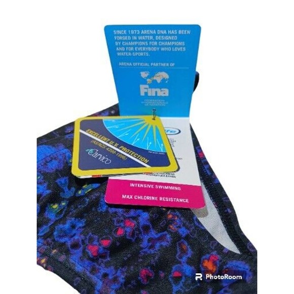 Women's Arena Training BIKINI BOTTOM Swimming Size 26 Tie Dye Purple Mango NEW - Picture 5 of 12